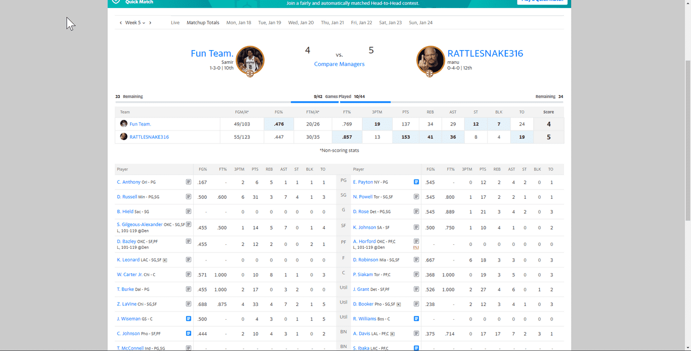 In Progress: Fantasy Basketball Tool